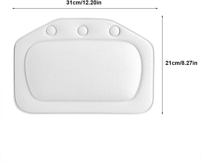 woobles Bathtub Pillow, Soft Foam Padded Bath Pillow PVC Tub Headrest Head Neck Back Cushion Bathroom Accessories for Home Use(White) - Image 2